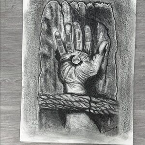 Charcoal Hand Art on Canvas